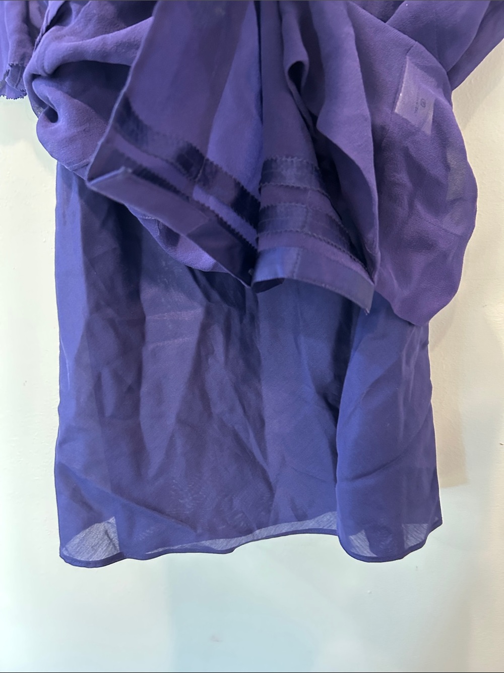 Boden Purple Ruffle-Collar Button-Front Blouse - Picture 3 of 5